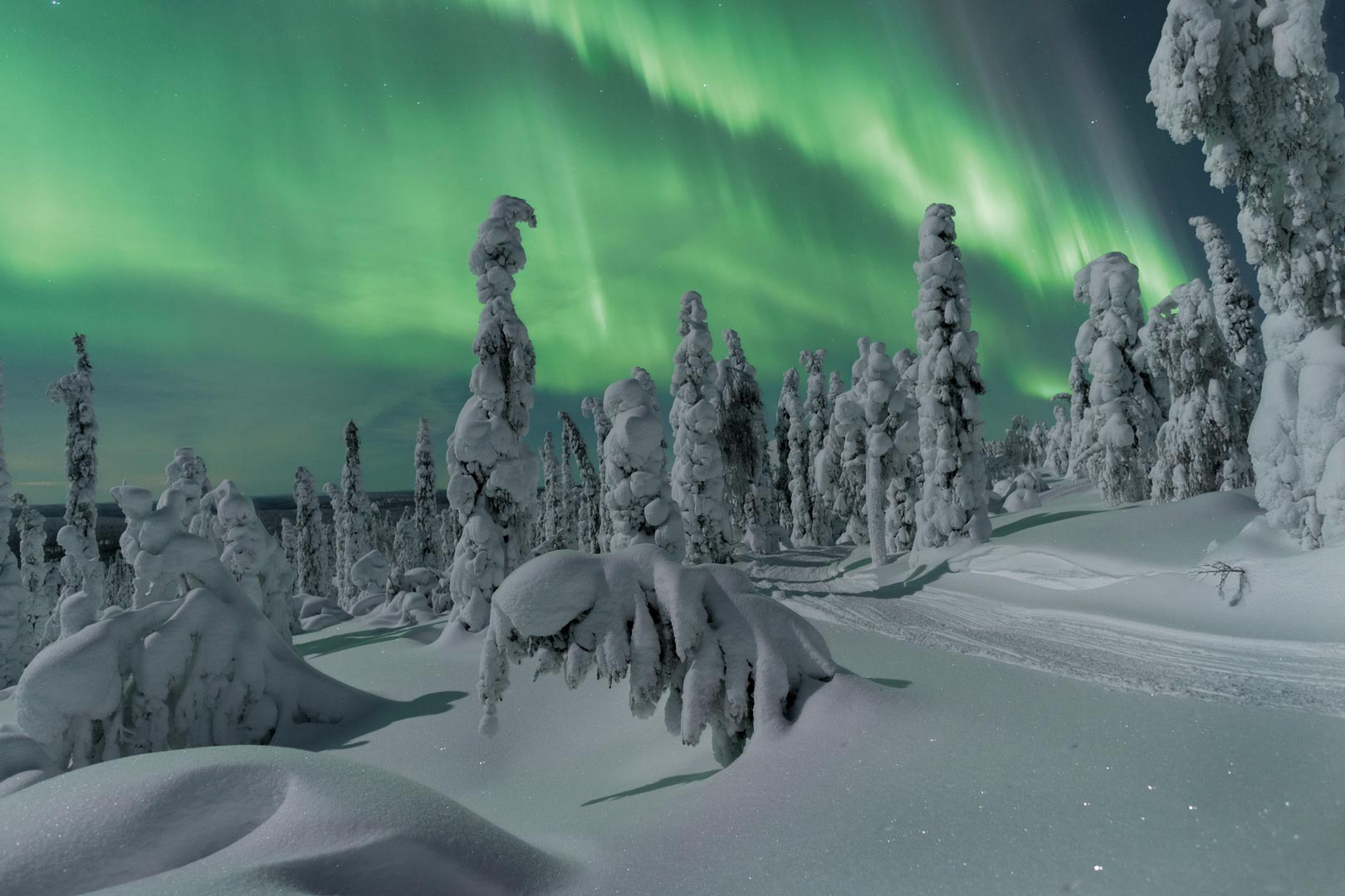 lapland - snow landscape and northern lights, ronaldo's vacation