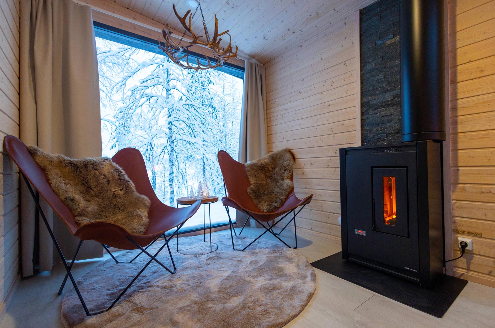 fireplace in finnish cottage